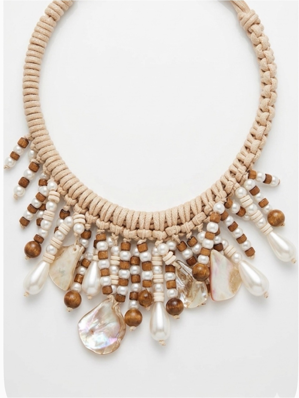 NWT ⚜️🤎⚜️ GARDENIA Macrame Statement Bib Necklace